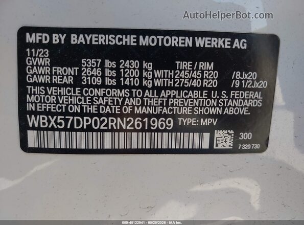 WBX57DP02RN261969 2024 BMW X3 White Engine compartment view
