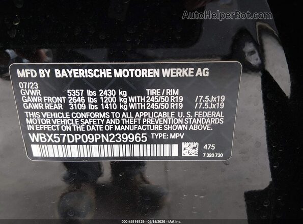 WBX57DP09PN239965 2023 BMW X3 Black Engine compartment view