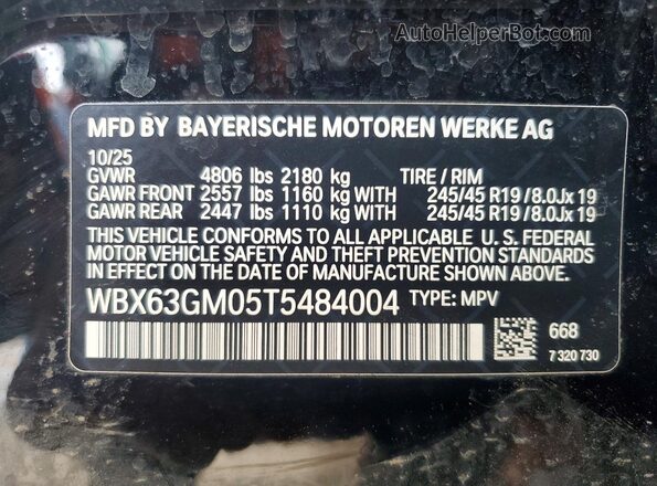 WBX63GM05T5484004 2026 BMW X2 Black Vista de la etiqueta del VIN