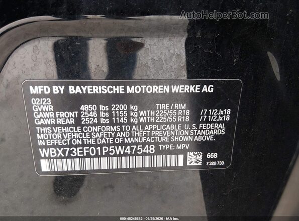 WBX73EF01P5W47548 2023 BMW X1 Black Vista del compartimento del motor