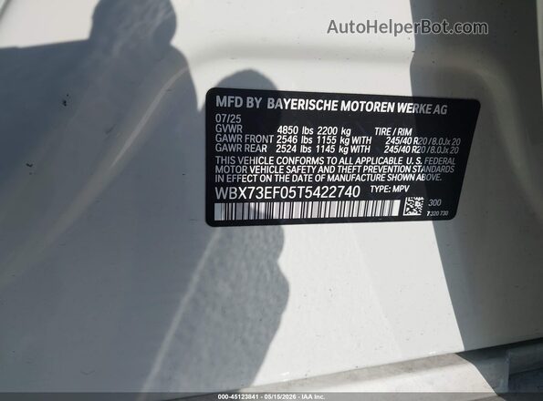 WBX73EF05T5422740 2026 BMW X1 Белый Вид подкапотного пространства
