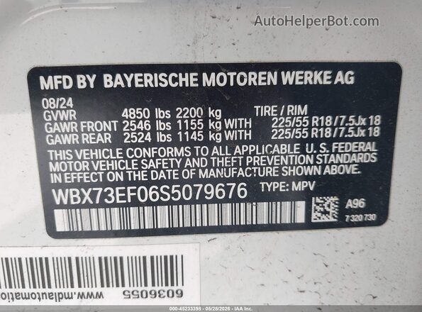 WBX73EF06S5079676 2025 BMW X1 White Вид підкапотного простору
