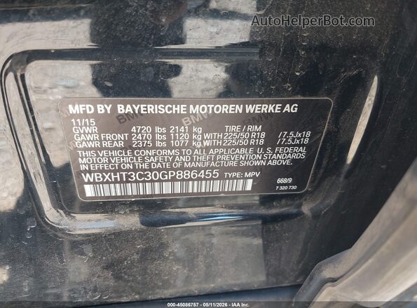 WBXHT3C30GP886455 2016 BMW X1 Черный Вид подкапотного пространства