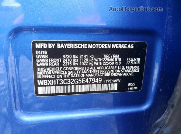 WBXHT3C32G5E47949 2016 BMW X1 Blue 