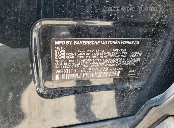 WBXHT3C35H5F75779 2017 BMW X1 Black Շարժիչի բաժամունքի տեսք