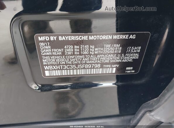 WBXHT3C35J5F89798 2018 BMW X1 Black Engine compartment view