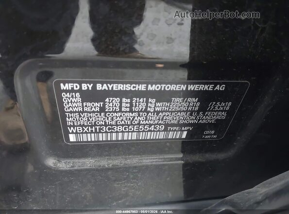 WBXHT3C38G5E55439 2016 BMW X1 Black 