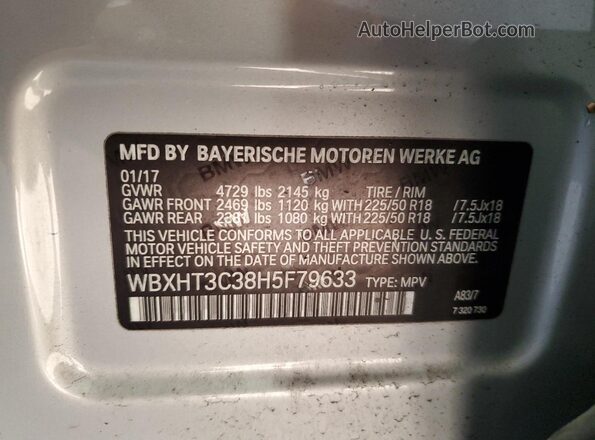 WBXHT3C38H5F79633 2017 BMW X1 Серебряный Панорамный вид салона 360°