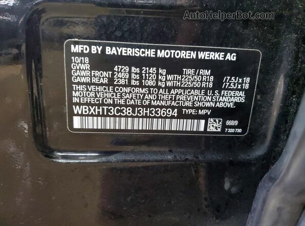 WBXHT3C38J3H33694 2018 BMW X1 Black Շարժիչի բաժամունքի տեսք