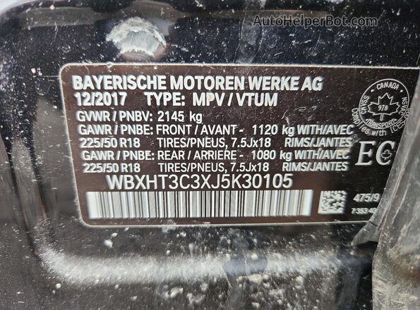 WBXHT3C3XJ5K30105 2018 BMW X1 Black Widok komory silnika