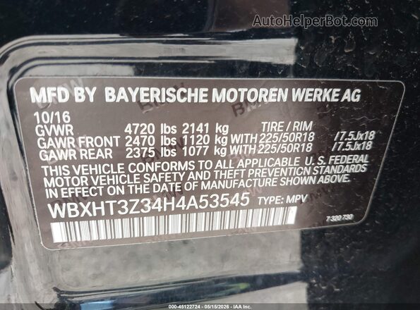 WBXHT3Z34H4A53545 2017 BMW X1 Black Widok komory silnika
