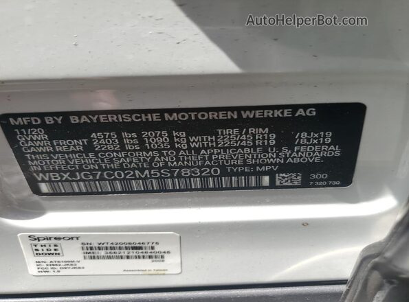 WBXJG7C02M5S78320 2021 BMW X1 White 