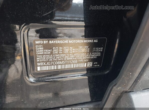 WBXJG7C08M5T11269 2021 BMW X1 Black Vista del compartimento del motor