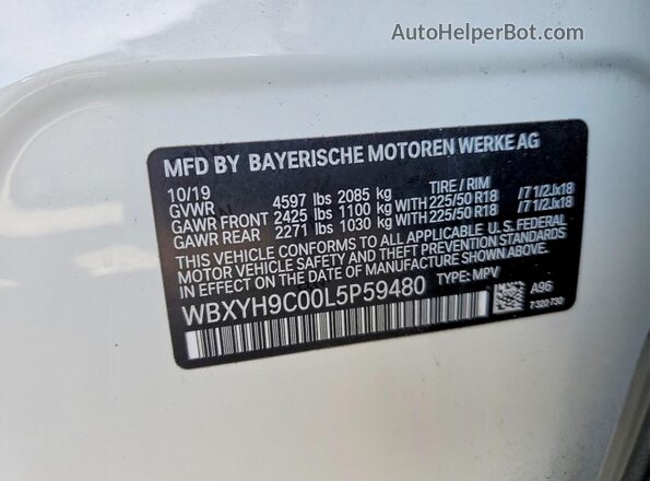 WBXYH9C00L5P59480 2020 BMW X2 White ძრავის განყოფილების ხედი