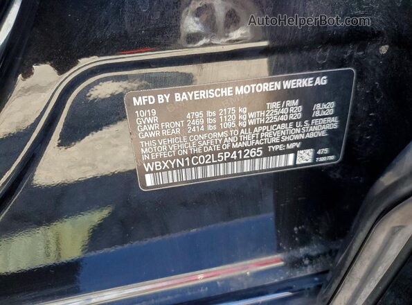 WBXYN1C02L5P41265 2020 BMW X2 Черный Вид наклейки с VIN-кодом