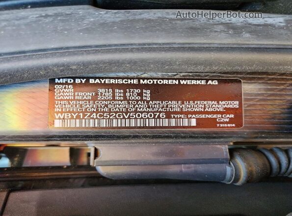 WBY1Z4C52GV506076 2016 BMW I3 Black 