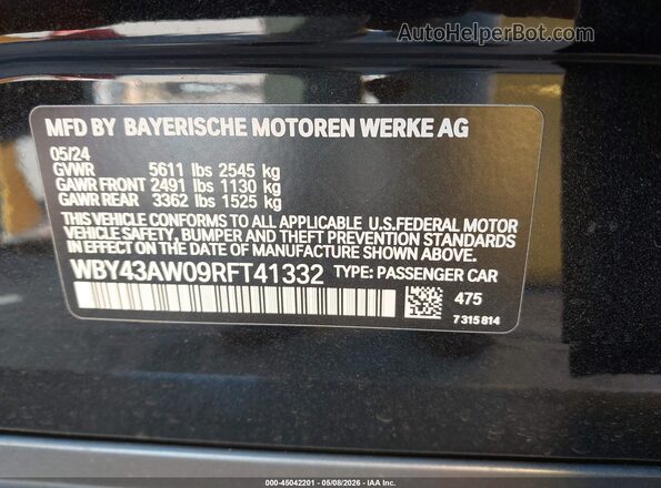 WBY43AW09RFT41332 2024 BMW I4 Black Вид підкапотного простору