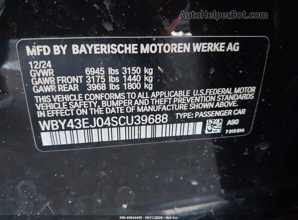 WBY43EJ04SCU39688 2025 BMW 7 SERIES Черный Вид подкапотного пространства