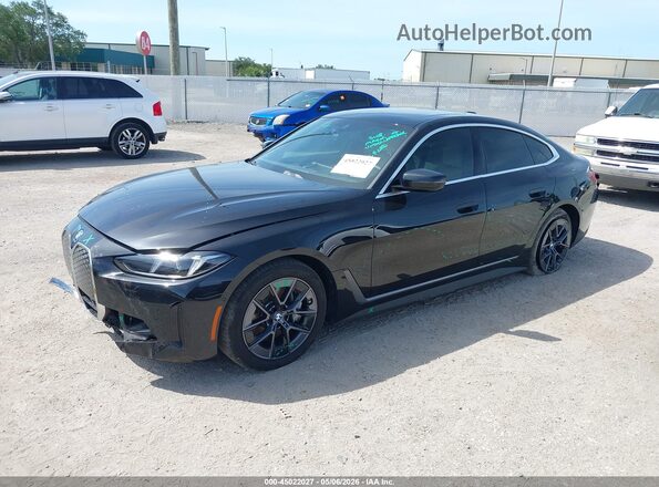 WBY43HD00SFU89063 2025 BMW I4 Black წინა მარცხენა ხედი სამი მეოთხედიდან
