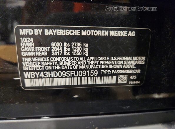 WBY43HD09SFU09159 2025 BMW I4 Black Widok naklejki z numerem VIN