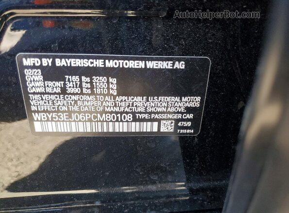 WBY53EJ06PCM80108 2023 BMW OTHER Черный Вид наклейки с VIN-кодом
