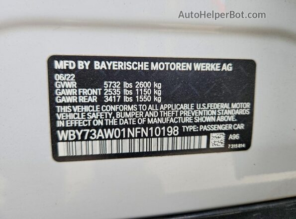 WBY73AW01NFN10198 2022 BMW I4 Белый 