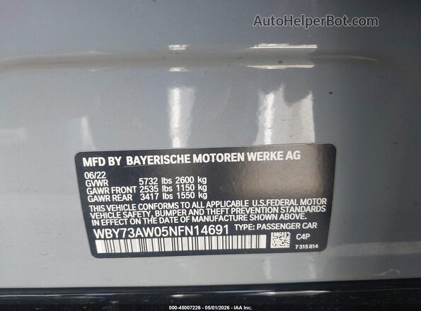 WBY73AW05NFN14691 2022 BMW I4 Серый Вид подкапотного пространства