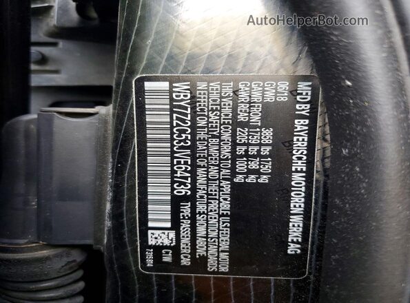 WBY7Z2C53JVE64736 2018 BMW I3 Blue Շարժիչի բաժամունքի տեսք