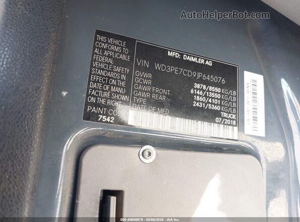 WD3PE7CD9JP645076 2018 MERCEDES-BENZ SPRINTER Navy Вид підкапотного простору