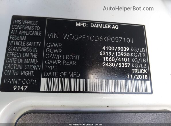 WD3PF1CD6KP057101 2019 MERCEDES-BENZ SPRINTER Белый Вид подкапотного пространства