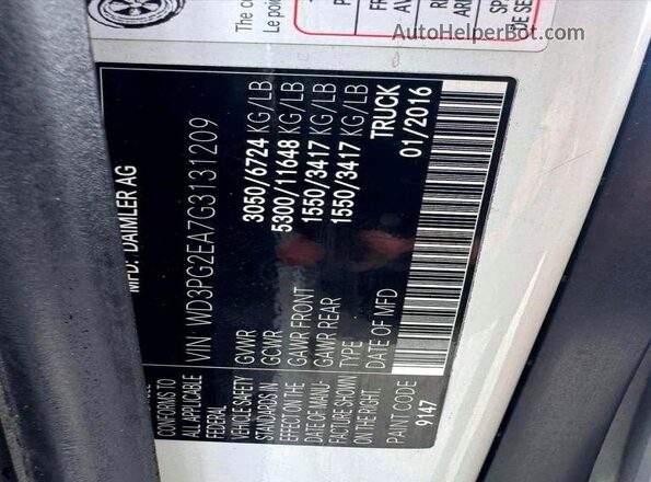 WD3PG2EA7G3131209 2016 MERCEDES-BENZ METRIS White Widok tylnych siedzeń
