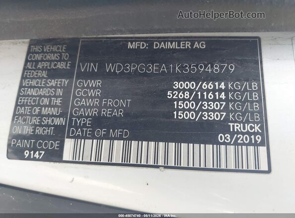 WD3PG3EA1K3594879 2019 MERCEDES-BENZ METRIS White Engine compartment view