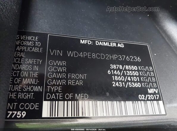 WD4PE8CD2HP376236 2017 MERCEDES-BENZ SPRINTER Gray Vista del compartimento del motor