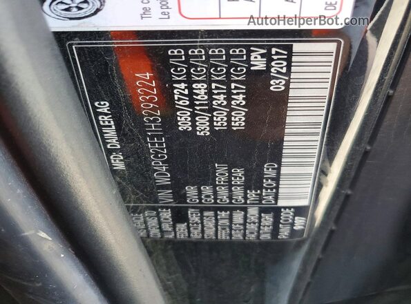 WD4PG2EE1H3293224 2017 MERCEDES-BENZ METRIS Black Widok naklejki z numerem VIN