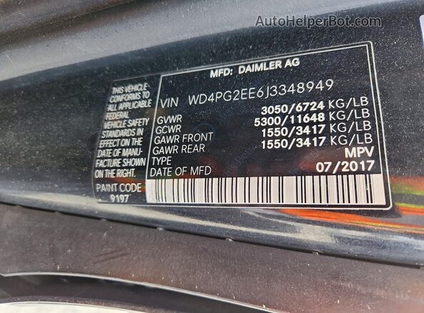 WD4PG2EE6J3348949 2018 MERCEDES-BENZ METRIS Black Vista interior de 360 grados