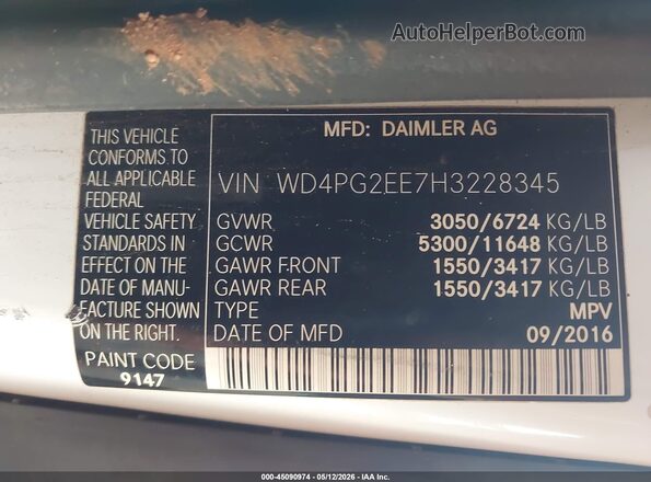 WD4PG2EE7H3228345 2017 MERCEDES-BENZ METRIS White Շարժիչի բաժամունքի տեսք