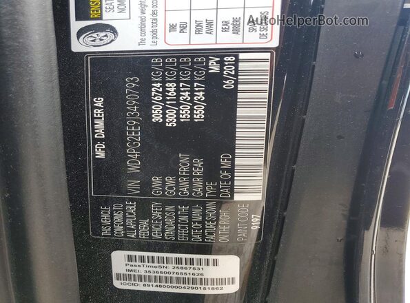 WD4PG2EE9J3490793 2018 MERCEDES-BENZ METRIS Black Widok naklejki z numerem VIN