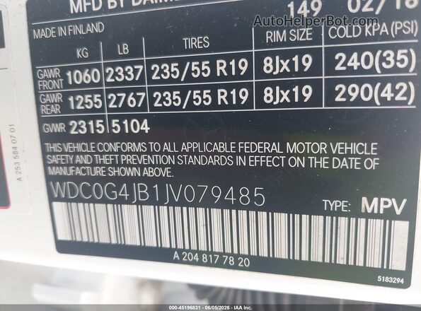 WDC0G4JB1JV079485 2018 MERCEDES-BENZ GLC 300 White Widok komory silnika