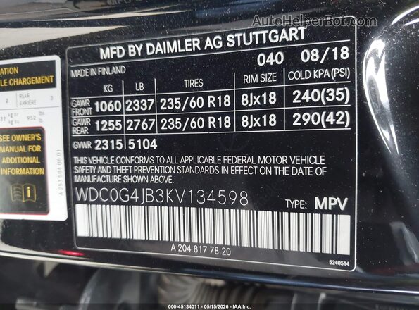 WDC0G4JB3KV134598 2019 MERCEDES-BENZ GLC 300 Black 