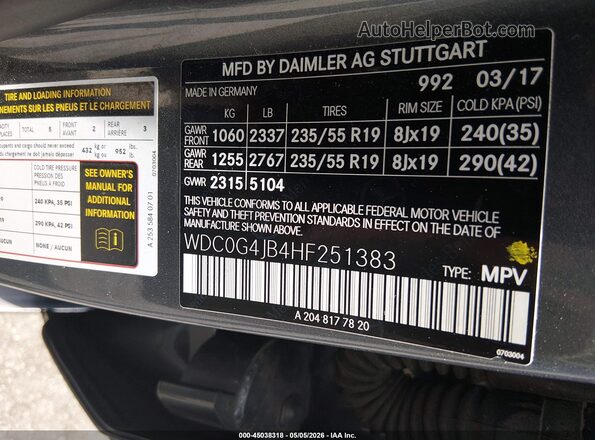 WDC0G4JB4HF251383 2017 MERCEDES-BENZ GLC 300 Серый Вид подкапотного пространства