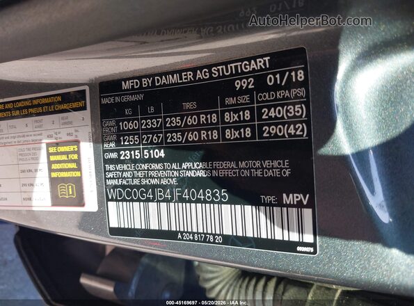 WDC0G4JB4JF404835 2018 MERCEDES-BENZ GLC 300 Gray Vista del compartimento del motor