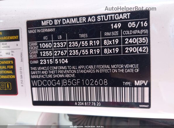 WDC0G4JB5GF102608 2016 MERCEDES-BENZ GLC 300 White Widok komory silnika