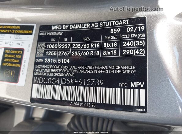 WDC0G4JB5KF612739 2019 MERCEDES-BENZ GLC 300 Gray Widok komory silnika