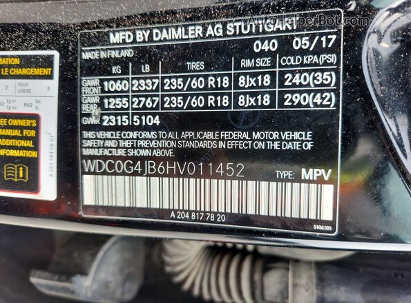 WDC0G4JB6HV011452 2017 MERCEDES-BENZ GLC-CLASS Black Vista del compartimento del motor