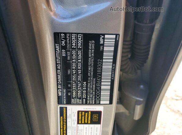 WDC0G4JB6KV188302 2019 MERCEDES-BENZ GLC-CLASS Gray 