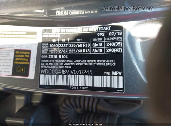 WDC0G4JB9JV078245 2018 MERCEDES-BENZ GLC 300 Gray Շարժիչի բաժամունքի տեսք