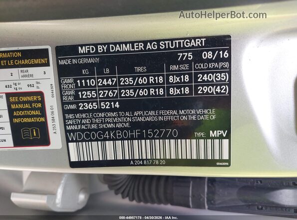 WDC0G4KB0HF152770 2017 MERCEDES-BENZ GLC 300 Silver Вид підкапотного простору