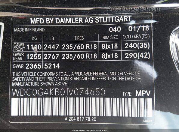 WDC0G4KB0JV074650 2018 MERCEDES-BENZ GLC 300 Black Vista del compartimento del motor