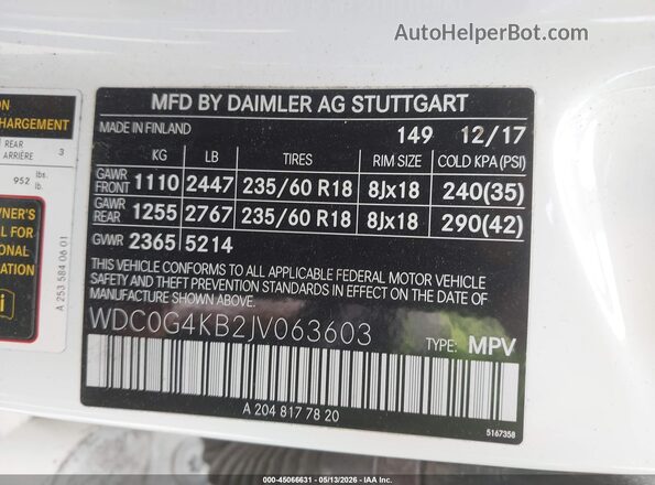 WDC0G4KB2JV063603 2018 MERCEDES-BENZ GLC 300 Белый Вид подкапотного пространства