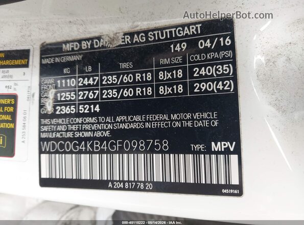 WDC0G4KB4GF098758 2016 MERCEDES-BENZ GLC 300 White Շարժիչի բաժամունքի տեսք